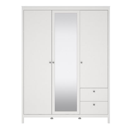 Madrid  Wardrobe with 2 Doors 1 Mirror Door 2 Drawers White