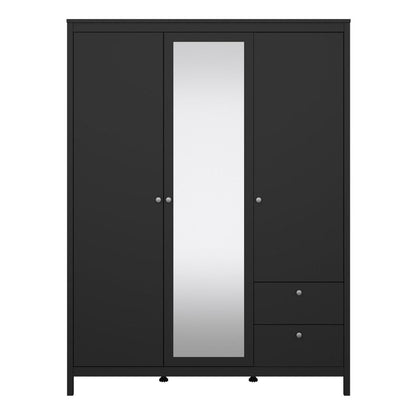 Madrid  Wardrobe with 2 Doors 1 Mirror Door 2 Drawers Matt Black
