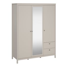 Madrid Wardrobe with 2 Doors + 1 Mirror Door + 2 Drawers in Cashmere