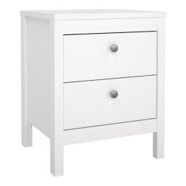Madrid Bedside Table 2 Drawers in White