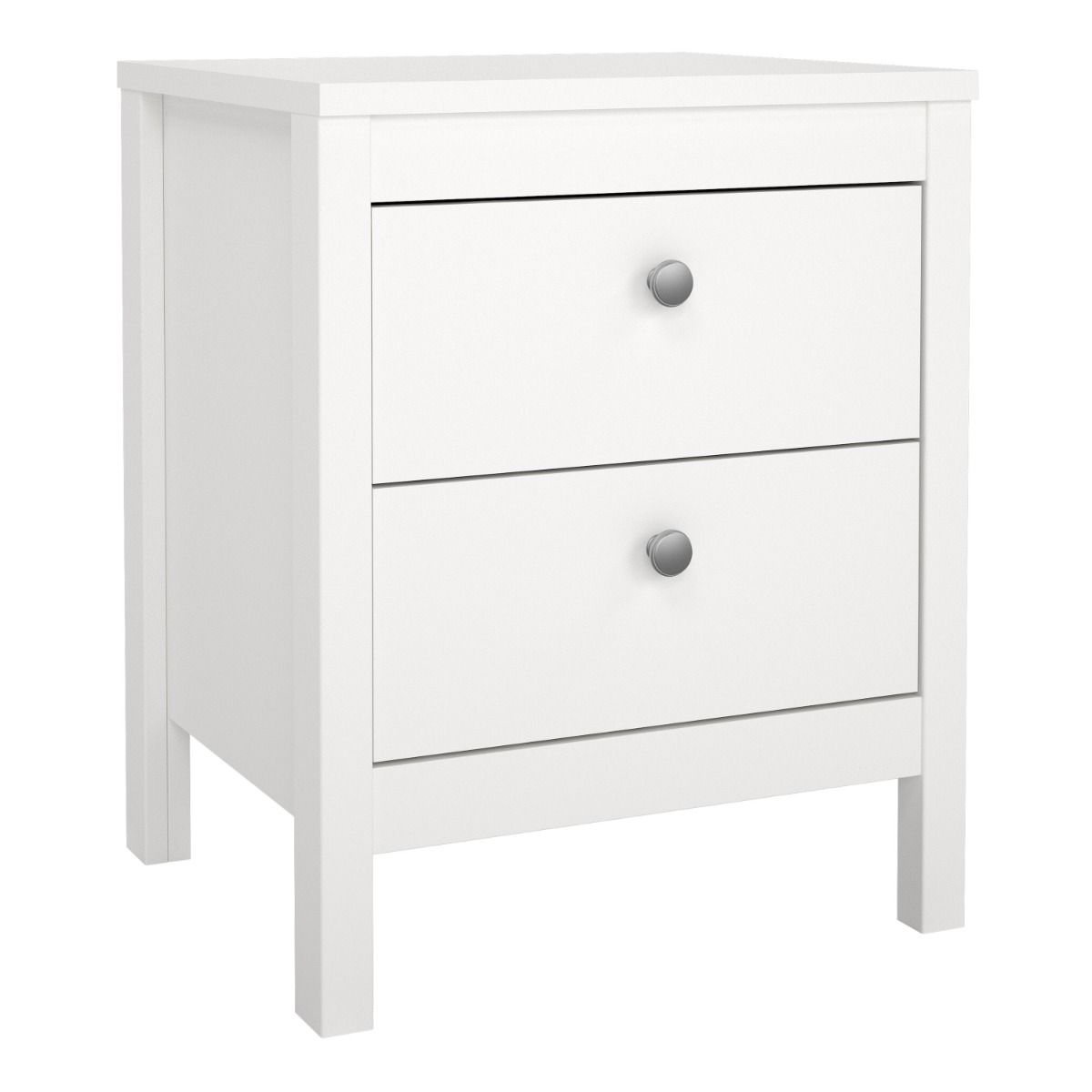 Madrid Bedside Table 2 Drawers in White