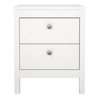 Madrid Bedside Table 2 Drawers in White