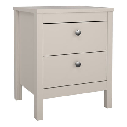 Madrid Bedside Table 2 Drawers in Cashmere