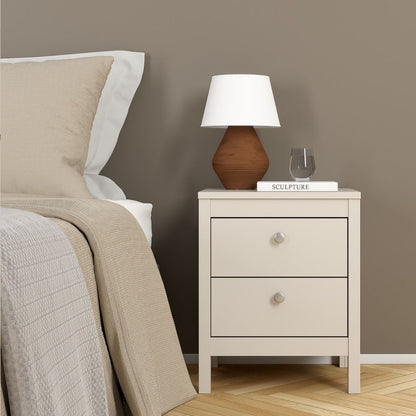 Madrid Bedside Table 2 Drawers in Cashmere