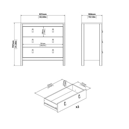 Madrid Chest 3 Drawers in White