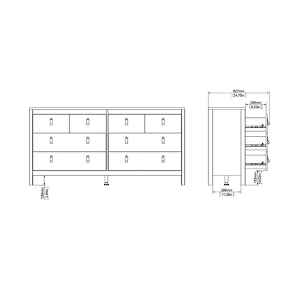 Madrid Double Dresser 4+4 Drawers in Jackson Hickory Oak