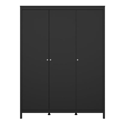 Madrid Wardrobe with 3 Doors in Matt Black