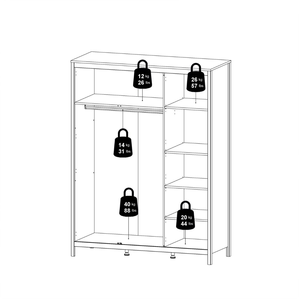 Madrid Wardrobe 3 Doors in Jackson Hickory Oak