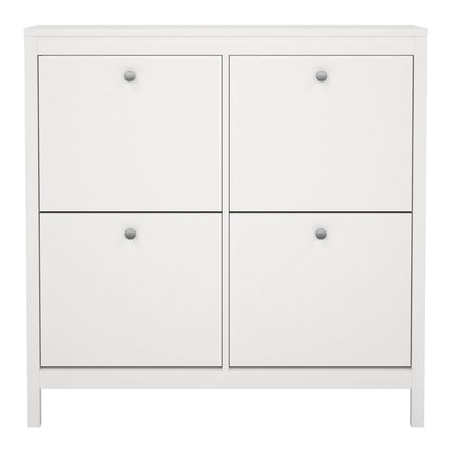 Madrid Shoe Cabinet 4 Flip Down Doors in White