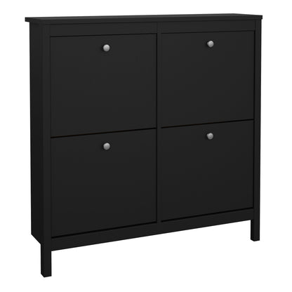 Madrid Shoe Cabinet 4 Flip Down Doors in Matt Black