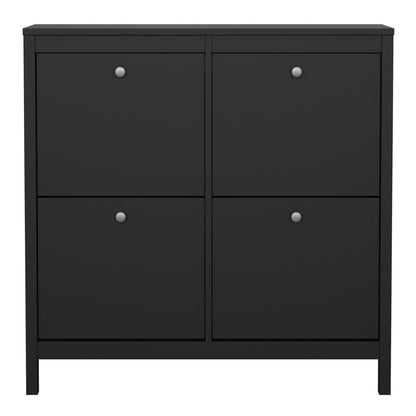Madrid Shoe Cabinet 4 Flip Down Doors in Matt Black