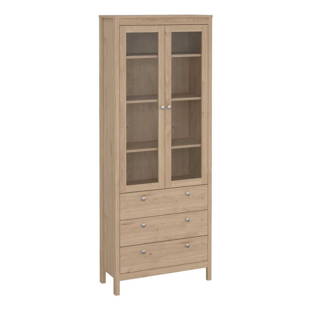 Madrid China Cabinet 2 Glass Doors with 3 Drawers in Jackson Hickory Oak