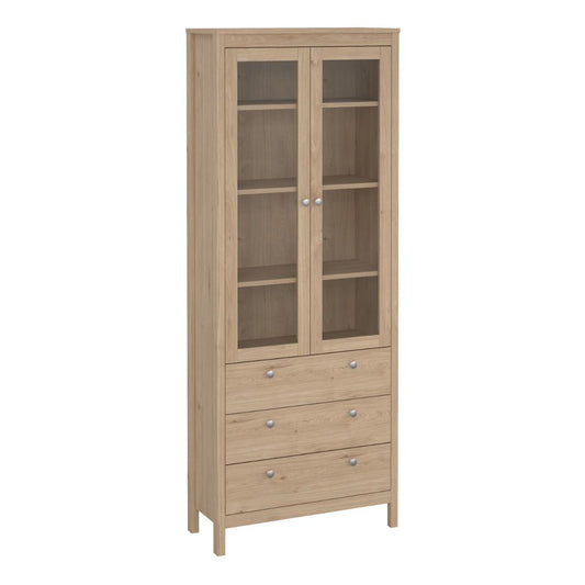 Madrid China Cabinet 2 Glass Doors with 3 Drawers in Jackson Hickory Oak