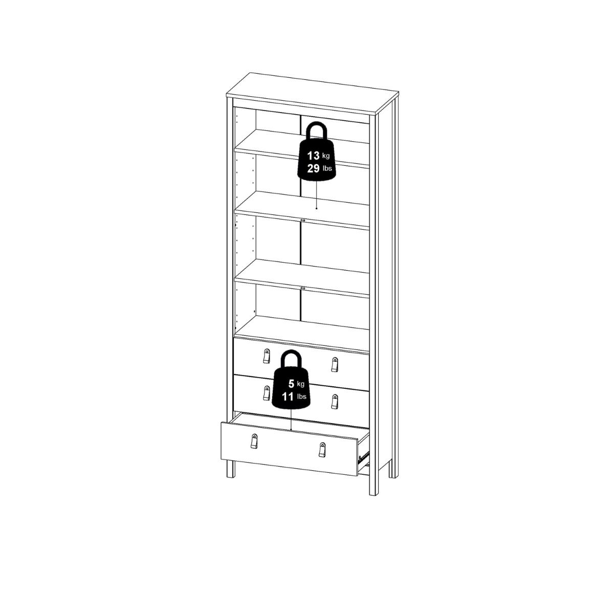 Madrid China Cabinet 2 Glass Doors with 3 Drawers in Jackson Hickory Oak