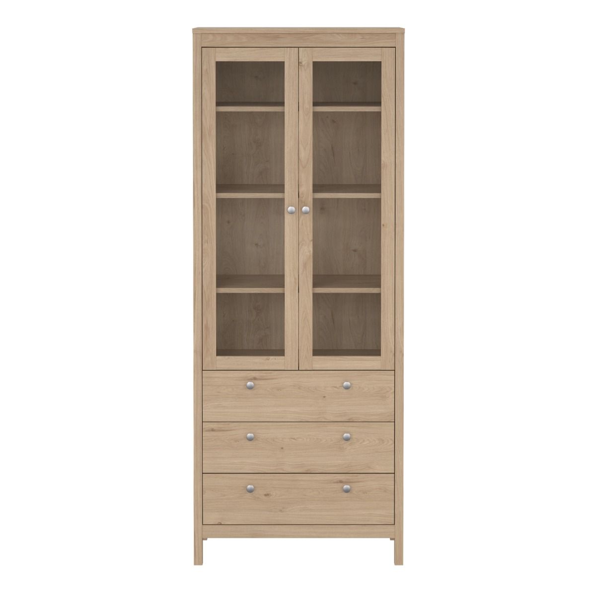Madrid China Cabinet 2 Glass Doors with 3 Drawers in Jackson Hickory Oak