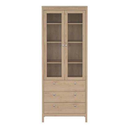 Madrid China Cabinet 2 Glass Doors with 3 Drawers in Jackson Hickory Oak