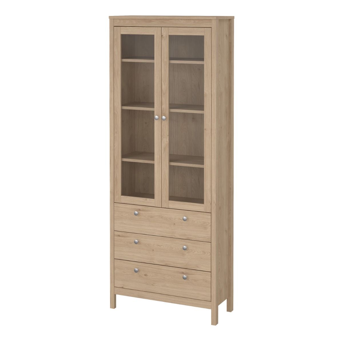 Madrid China Cabinet 2 Glass Doors with 3 Drawers in Jackson Hickory Oak