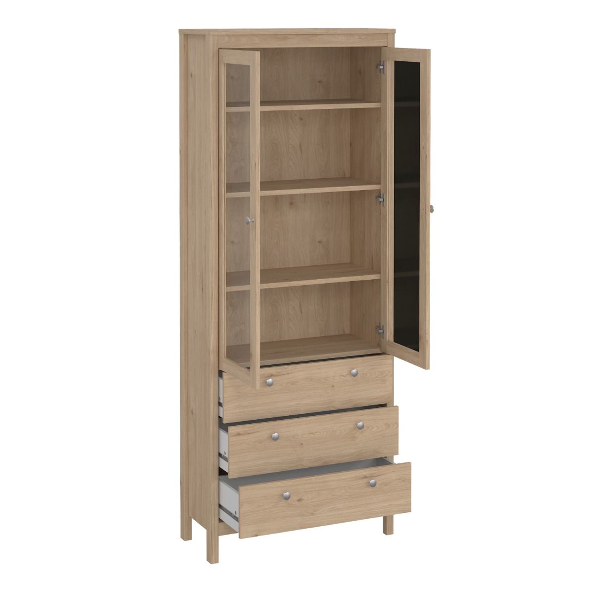 Madrid China Cabinet 2 Glass Doors with 3 Drawers in Jackson Hickory Oak