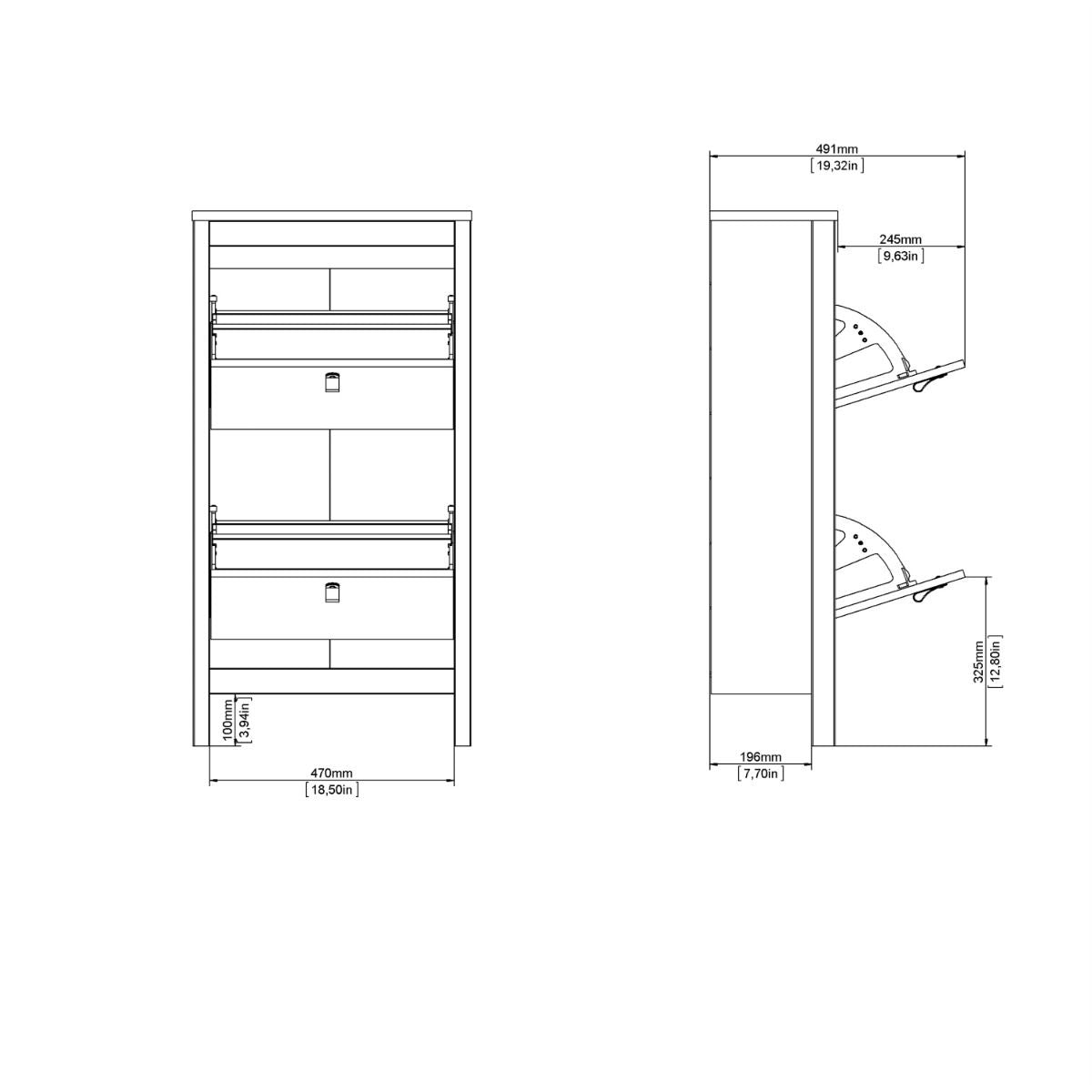 Madrid Shoe Cabinet 2 Flip Down Doors in Jackson Hickory Oak
