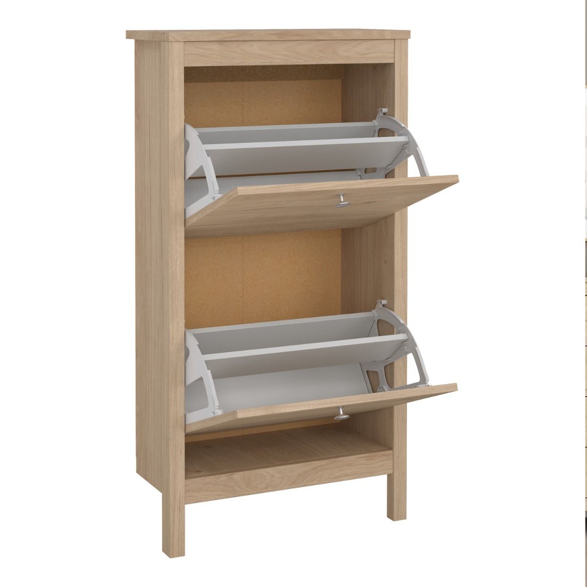 Madrid Shoe Cabinet 2 Flip Down Doors in Jackson Hickory Oak