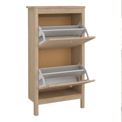 Madrid Shoe Cabinet 2 Flip Down Doors in Jackson Hickory Oak