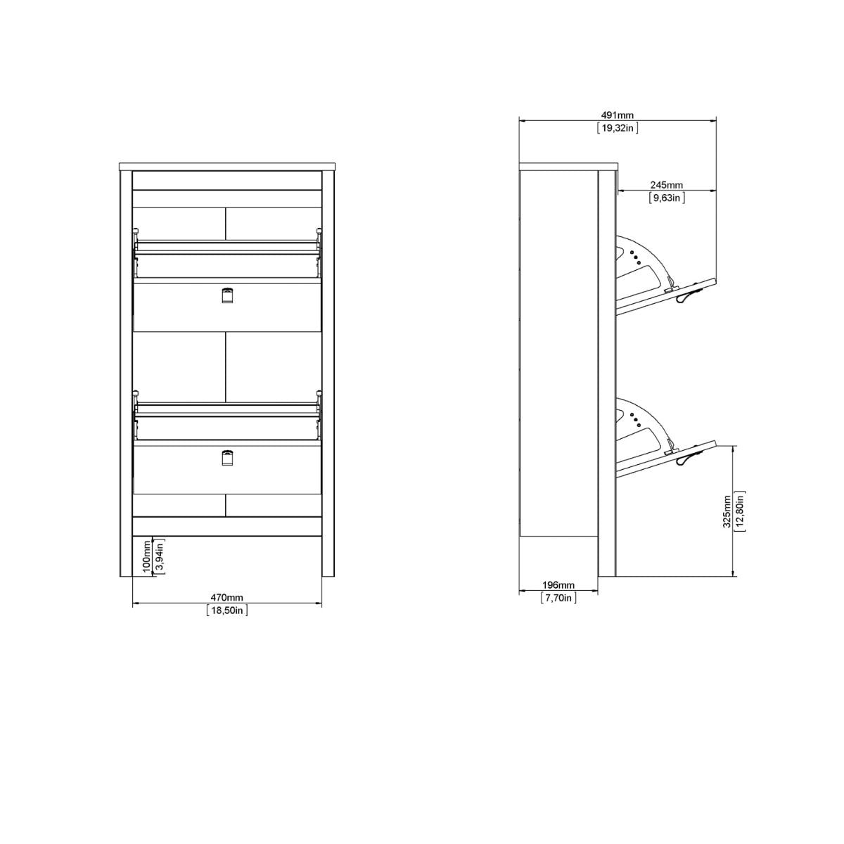 Madrid Shoe Cabinet 2 Flip Down Doors in Cashmere