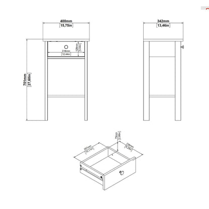 Madrid Bedside Table with 1 Drawer in Jackson Hickory Oak