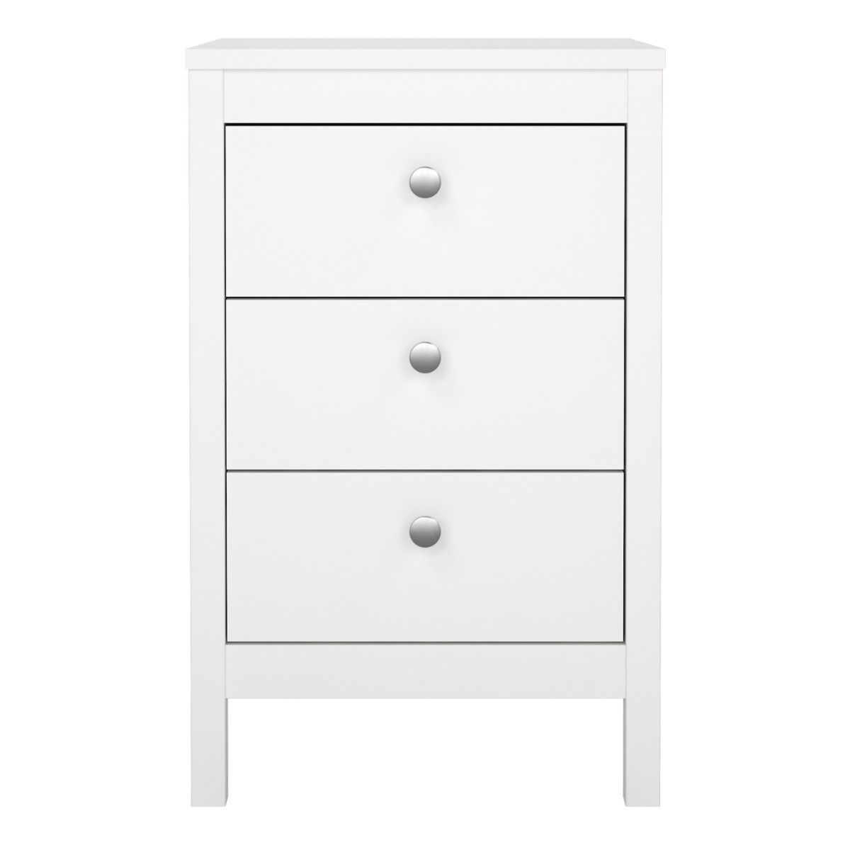 Madrid Bedside Table 3 Drawers in White