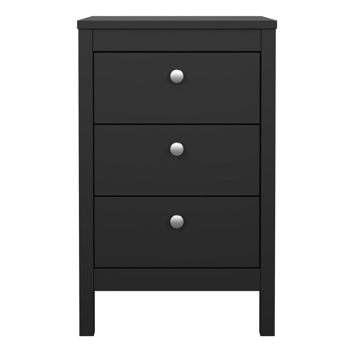 Madrid Bedside Table 3 Drawers in Matt Black