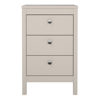 Madrid Bedside Table 3 Drawers in Cashmere