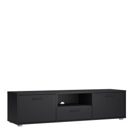 Media TV Unit with 2 Doors and 1 Drawer in Black (147cm)