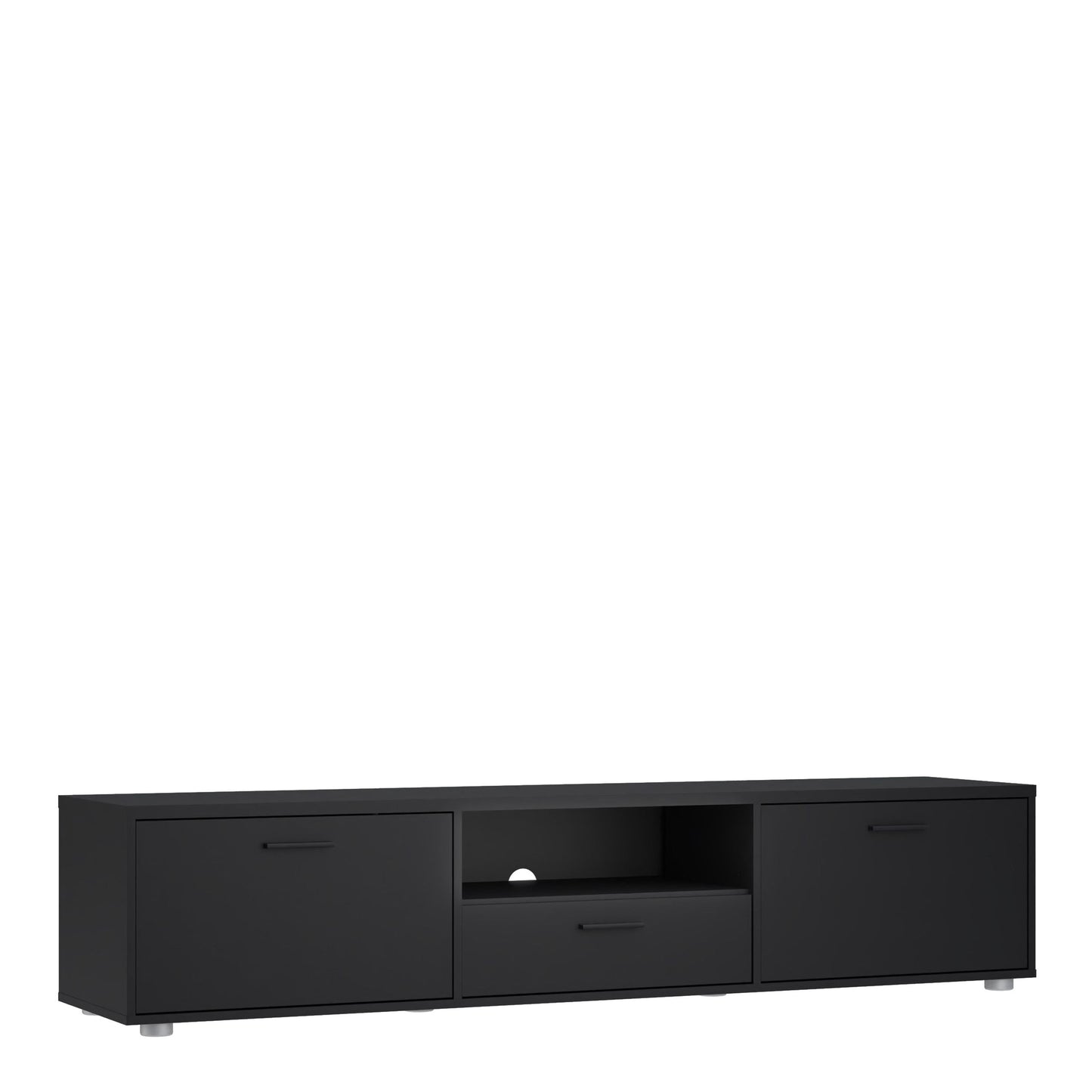Media TV Unit with 2 Doors and 1 Drawer in Black (177cm)