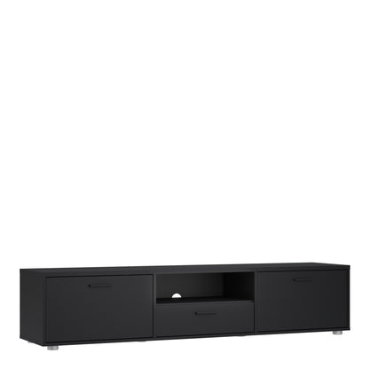 Media TV Unit with 2 Doors and 1 Drawer in Black (177cm)