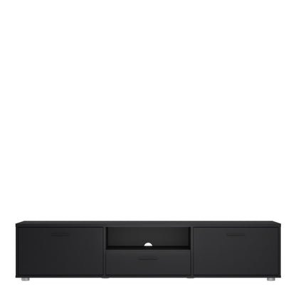 Media TV Unit with 2 Doors and 1 Drawer in Black (177cm)