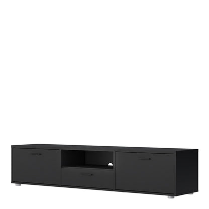 Media TV Unit with 2 Doors and 1 Drawer in Black (177cm)