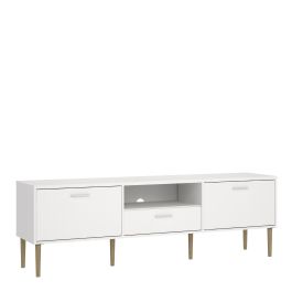 Media TV Unit with 2 Doors and 1 Drawer in White
