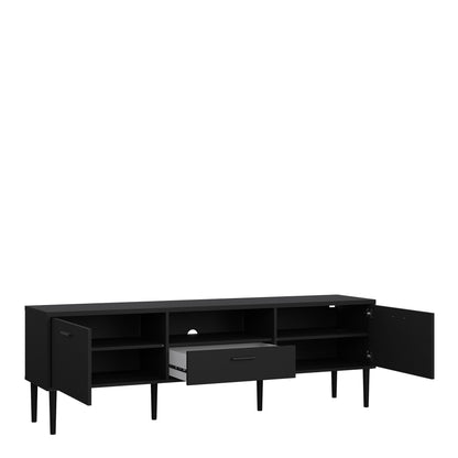 Media TV Unit with 2 Doors and 1 Drawer in Black
