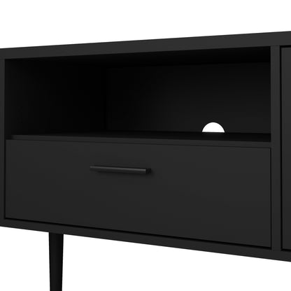 Media TV Unit with 2 Doors and 1 Drawer in Black