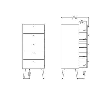Cumbria Chest 5 Drawers White