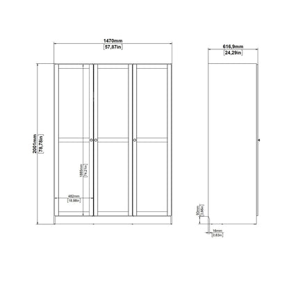 Brande Wardrobe with 3 Frame Doors in Jackson Hickory Oak