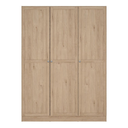 Brande Wardrobe with 3 Frame Doors in Jackson Hickory Oak