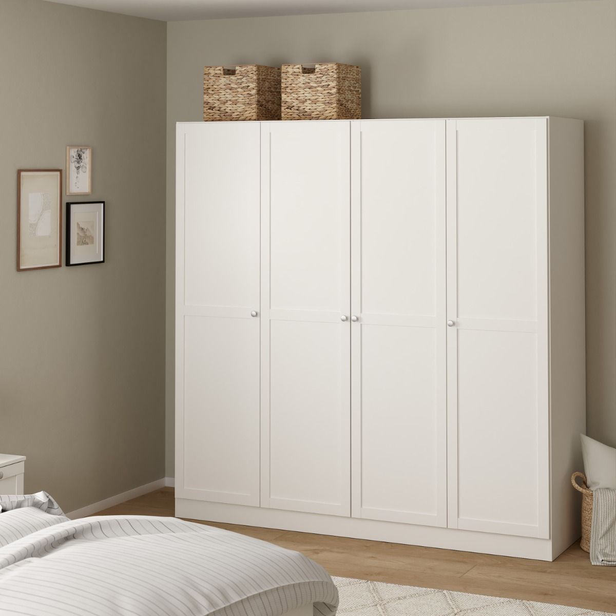 Brande Wardrobe with 4 Frame Doors in White