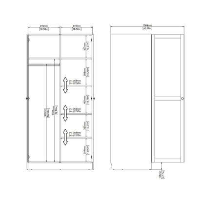 Brande Wardrobe 2 Frame Doors in White
