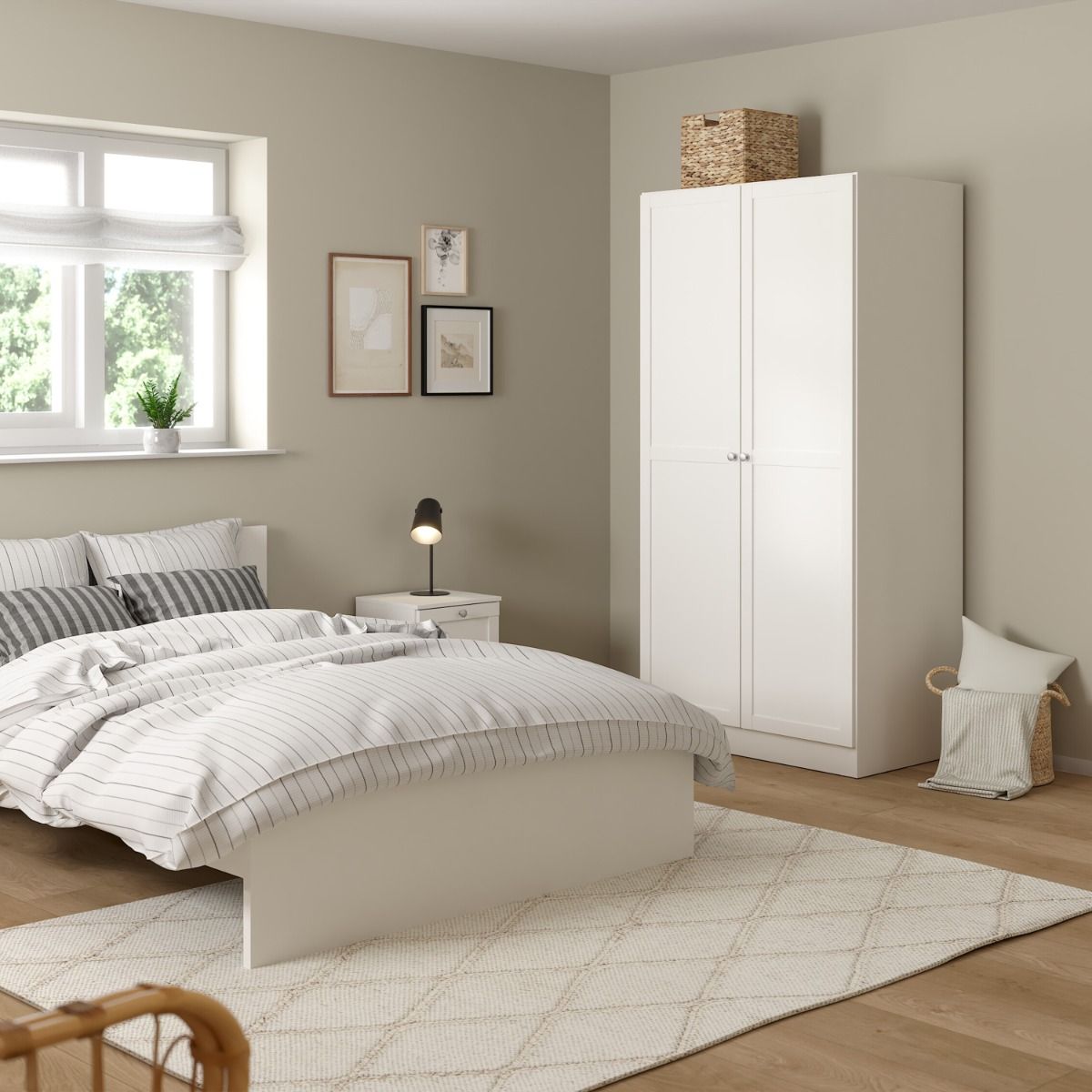 Brande Wardrobe 2 Frame Doors in White