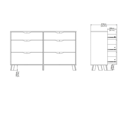 Ikast Double Dresser 6 Drawers in Jackson Hickory and White