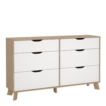 Ikast Double Dresser 6 Drawers in Jackson Hickory and White