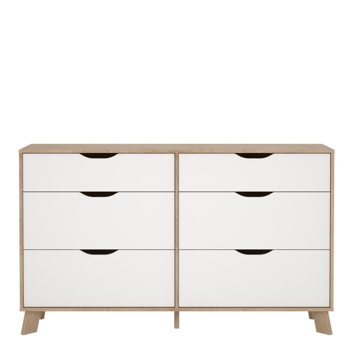 Ikast Double Dresser 6 Drawers in Jackson Hickory and White