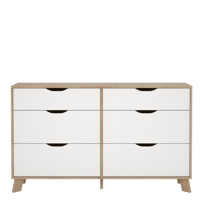 Ikast Double Dresser 6 Drawers in Jackson Hickory and White