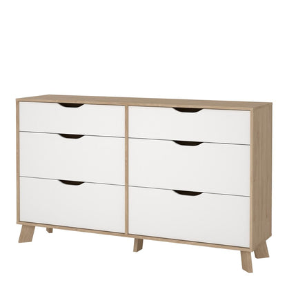 Ikast Double Dresser 6 Drawers in Jackson Hickory and White