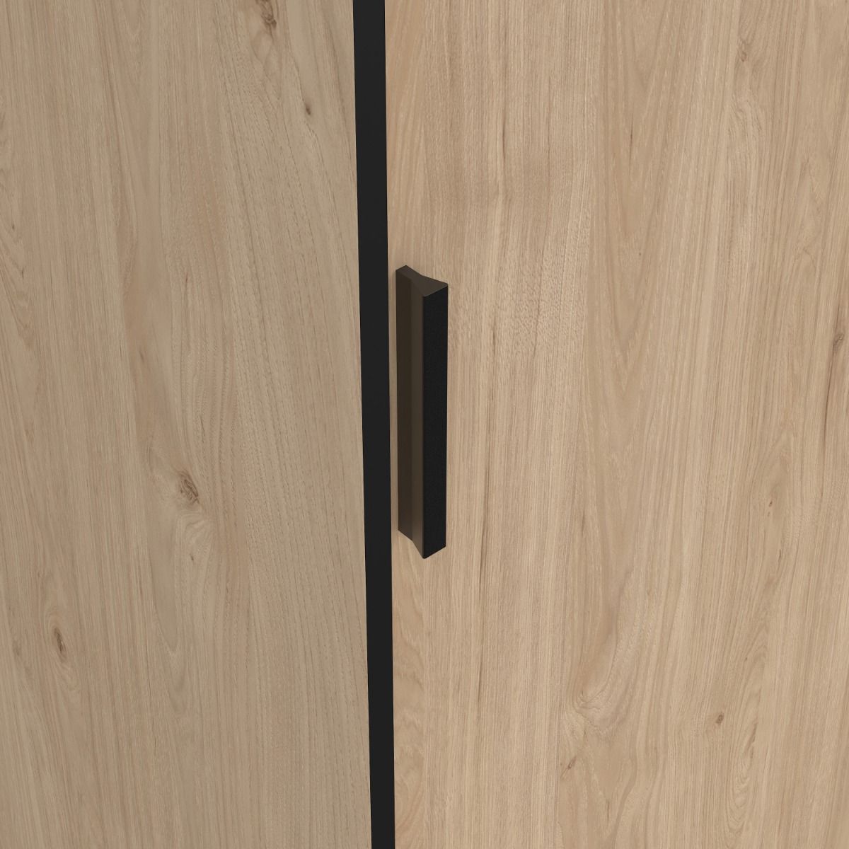 Line Wardrobe with 2 Sliding Doors 1 Small Door and 2 Drawers in Jackson Hickory Oak